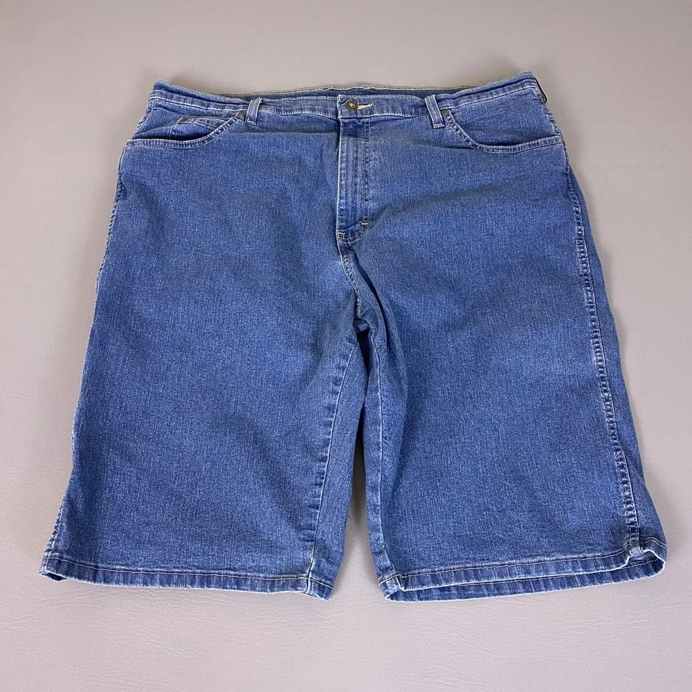 Genuine Dickies Mens Blue Denim Shorts Size 40 Regular Fit Stretch *Stain spots*